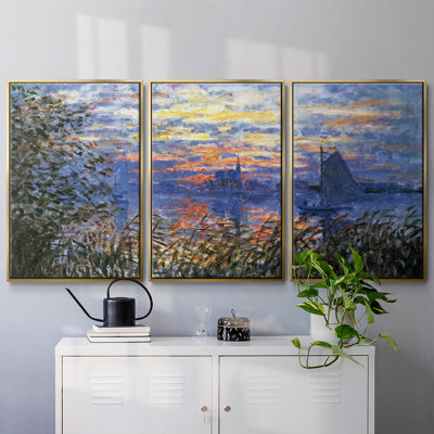 " Sunset On The Seine By Monet " 3 - Pieces