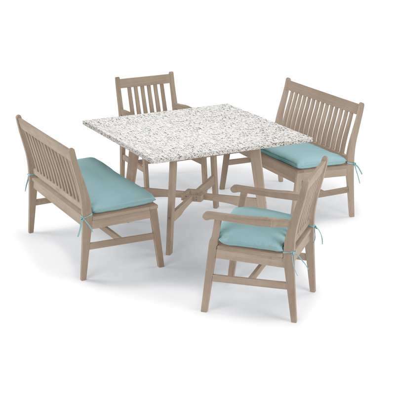 Wexford Outdoor 5 - Piece Dining Set with Cushions, Canvas Mineral Blue