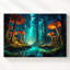 "Wall Art Enchanted Forest" sur toile, champignon bioluminescent et paysage magique-1672384478