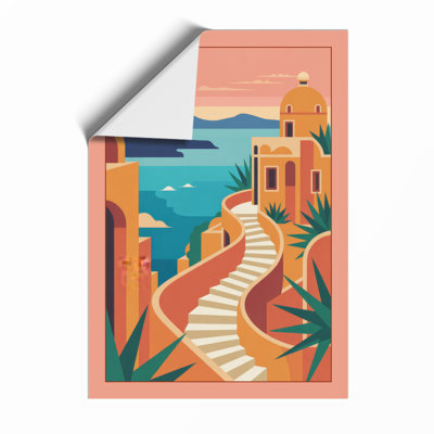 Mediterranean Coastal Path Modern - Framed Print