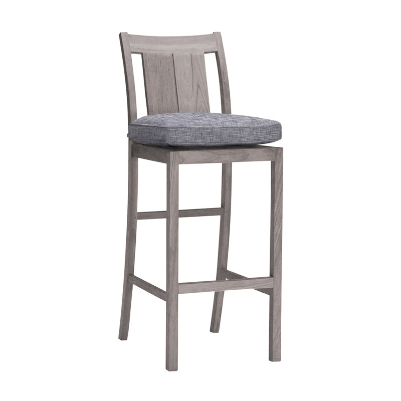 Tabouret de bar 30 po Croquet, InsideOut® Rollo ‑ lin Chambray, Welt, Huître teck