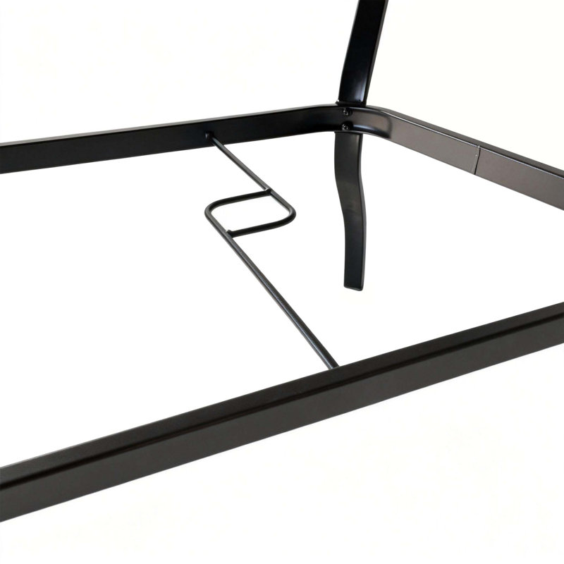 Modern Steel Slat Patio Table With Umbrella Hole, Outdoor Dining