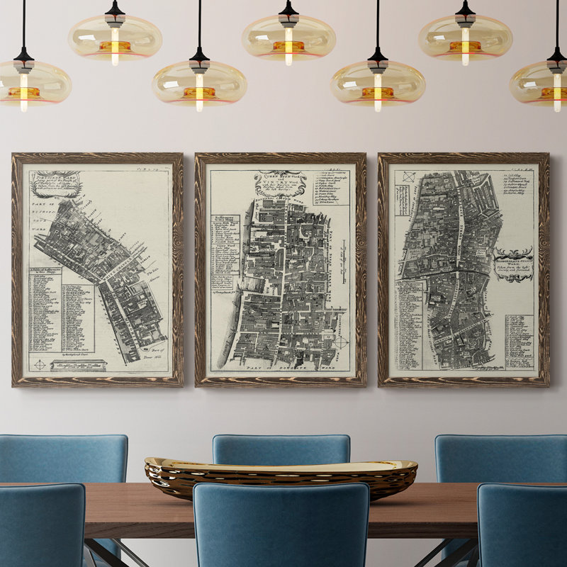 Toile encadrée de qualité supérieure Quays Of London III - prête à être accrochée, Noyer, H 24 po x l 54 po x P 1,5 po