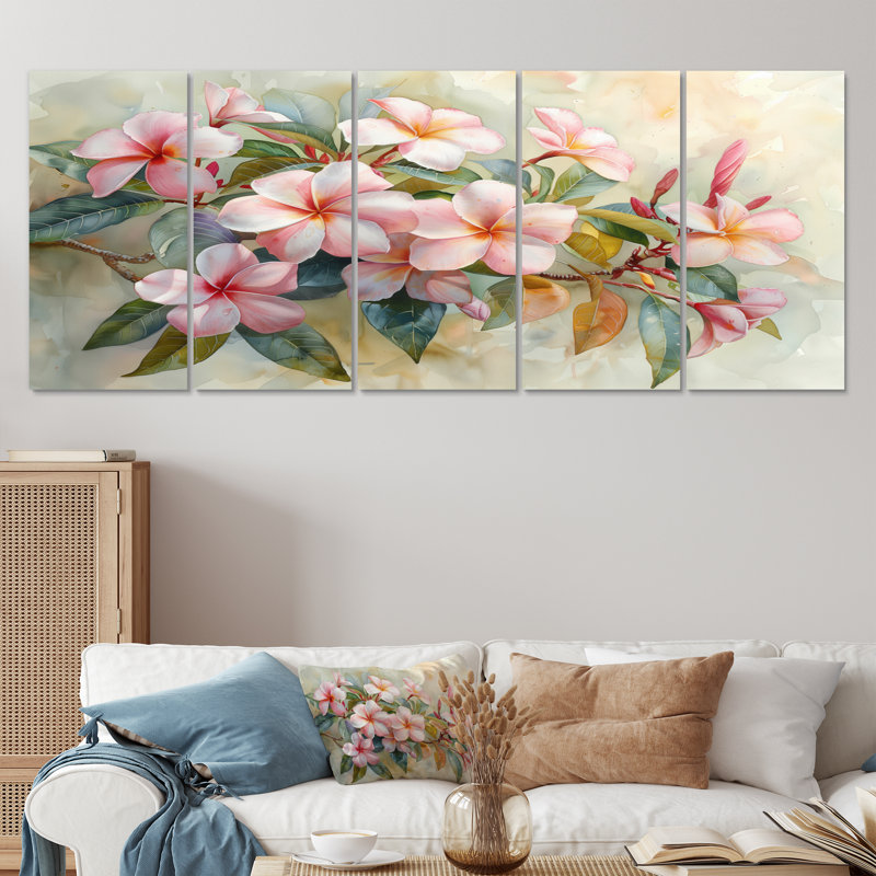 Tidiane - ensemble d'art mural en toile Plumeria, H 32 po x l 80 po