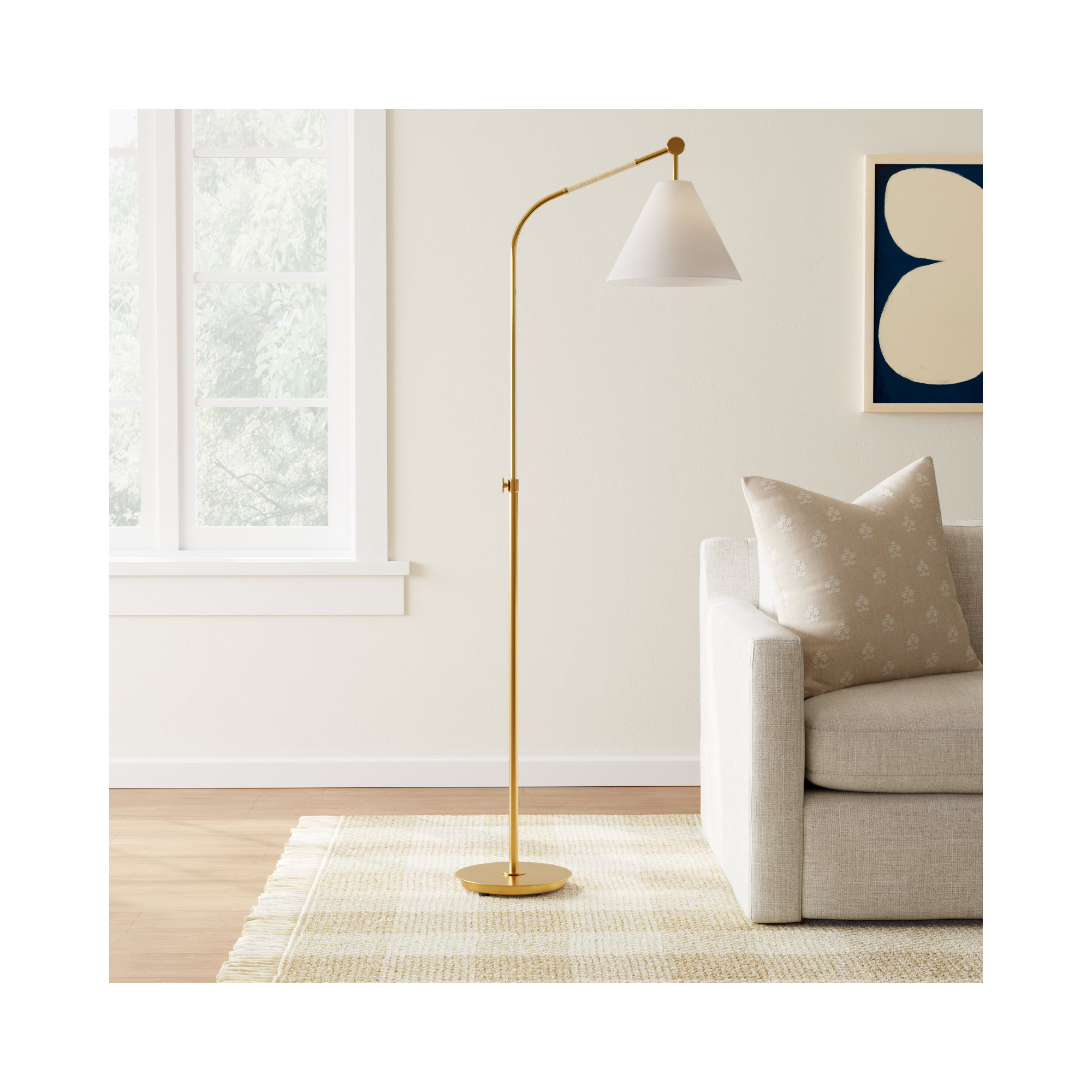 63.62'' Dimmable Floor Lamp, Burnished Brass