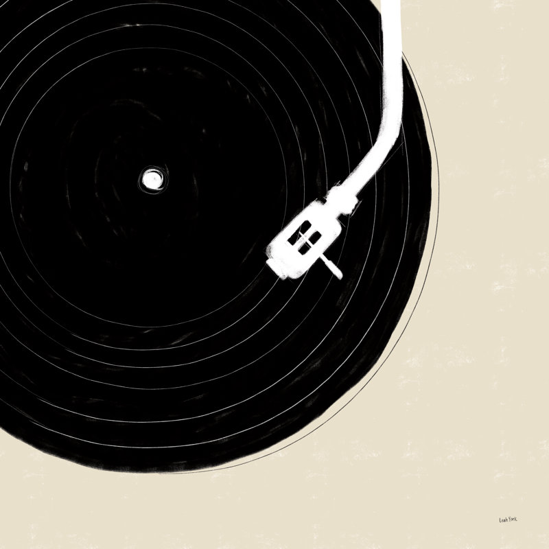 «Musical Abstract II Record Cream» par Leah York, reproduction, Non, Imprimé à cadre doré, H 12 po x l 12 po x P 1,25 po