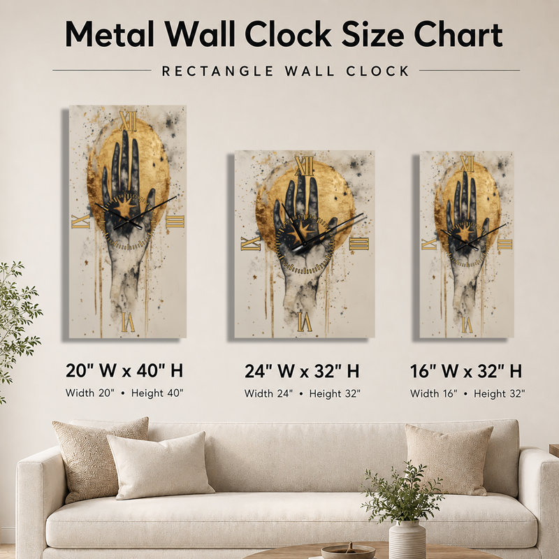 Horloge murale silencieuse en métal de style bohème « Aiguille Céleste de la Merveille II », imprimée sur métal