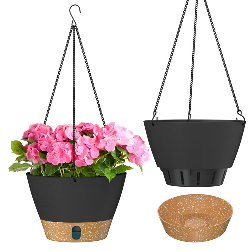 Hanging Planters for Indoor Outdoor Set of 2, Gray, 21.60" H x 8" W x 8" D