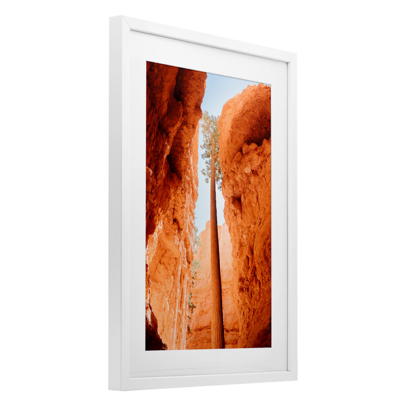 Bryce Canyon Looming Cliffs Framed Print Under Glass, design by Jade Sharp Photo, 20" H x 14" W, Coastal White Frame