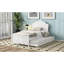 Lit simple en bois blanc avec tête de lit et lit gigogne-2118472111