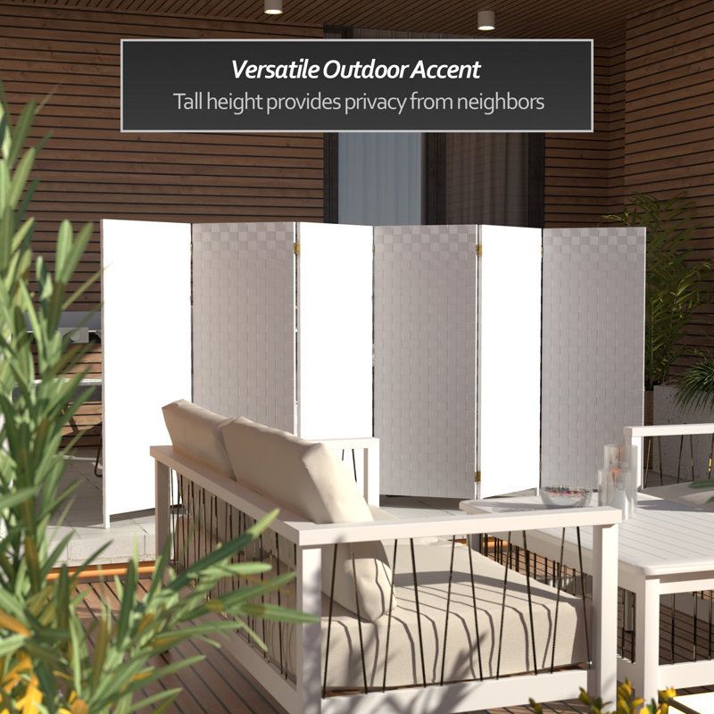 Outdoor Folding Screen, White, 47" H, 6