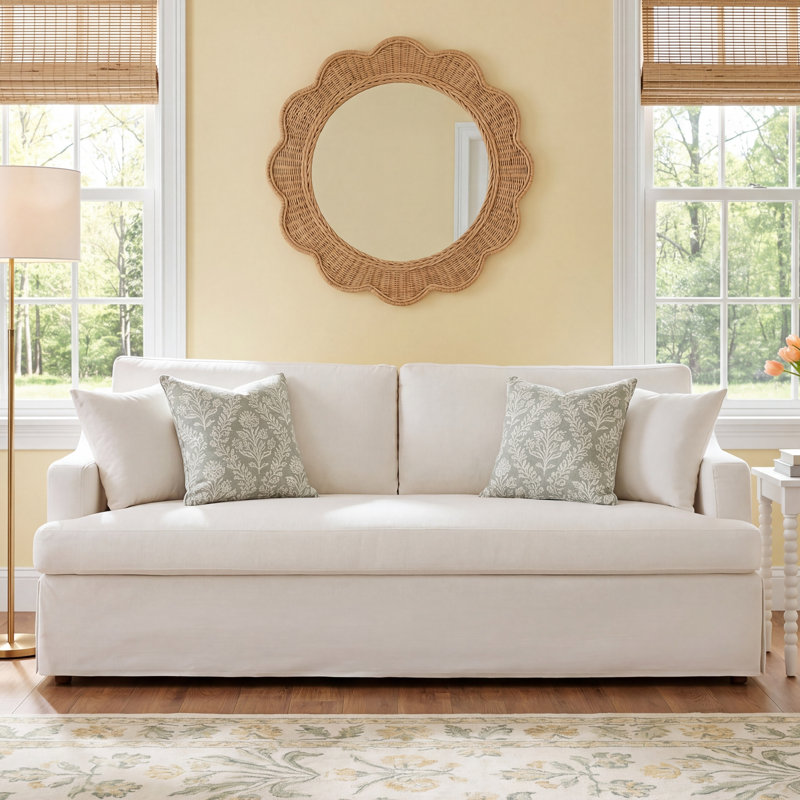 Lucie 88.5" W Slipcovered Sofa, White