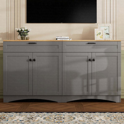Meuble télé de style rustique Mid-Century avec 2 tiroirs Farmwood