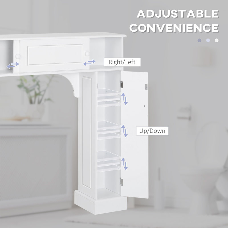 Over The Toilet Bathroom Cabinet, Freestanding Bathroom Storage Cabinet With Adjustable Shelves, Toilet Rack, Space Saver, White