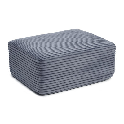 Corduroy Ottoman, Upholstered Cloud Ottoman For Boneless Couch In A Box, Compressed Memory Foam Footrest No Assembly Require,Grey(Only Include This Ottoman, Not The Sofa)