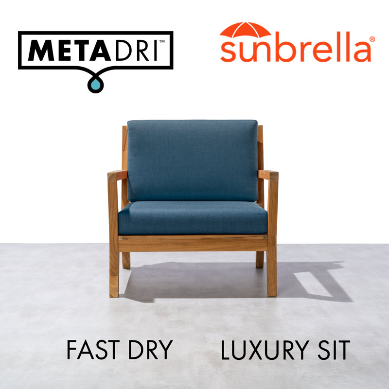 Casual Cushion METADRI(TM) Deep Seat Patio Cushion, Reticulated Foam Dries 50% Faster, Sunbrella Fade & Water Resistant 23"W x 24"D, 4" thick; Back 23"W x 19"H, 4" thick, Cast Lagoon