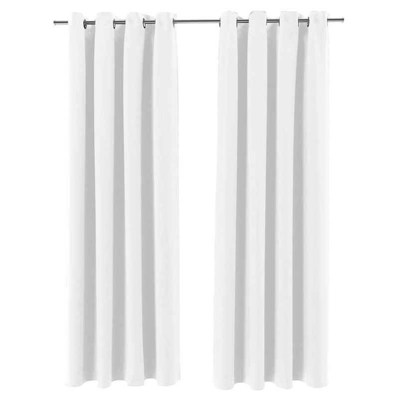 Solid 54" x 84" Grommet Semi-Sheer Outdoor Curtain Panel, Solid White, 54" W x 96" L