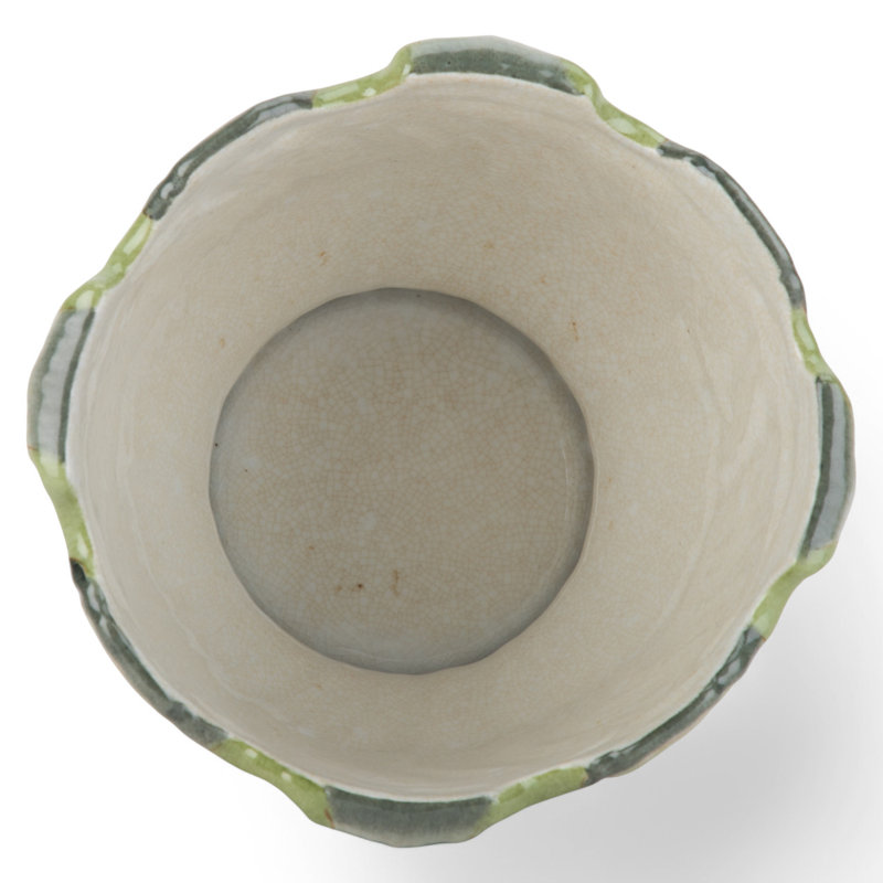 Porcelain Scallop Planter Satin Grass