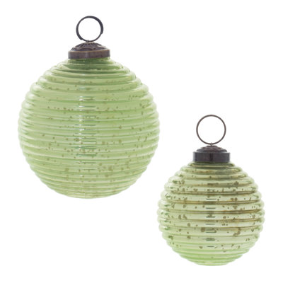 Ornement boule de verre au mercure nervuré (ensemble de 6)