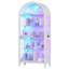 175cm H x 75cm W Modern Arched Glass Bookcase with RGB LED Lighting & Removable Shelves-242799231