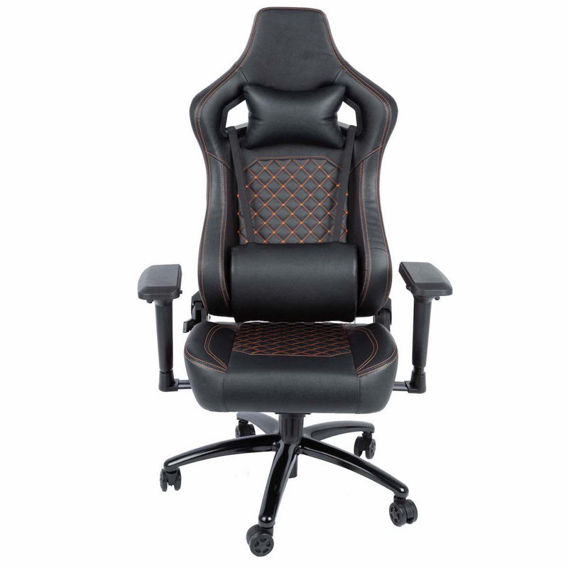 Inbox Zero Adjustable Swiveling PC & Racing Game Chair in Black