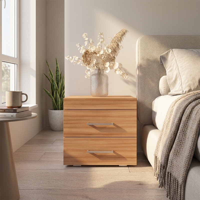 Perth Nightstand with Matte Finish, Brown