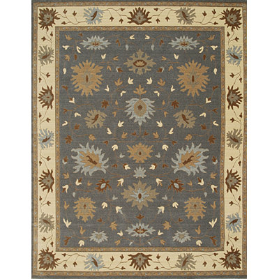 Hand Knotted Wool Floral Area Rug in Gray