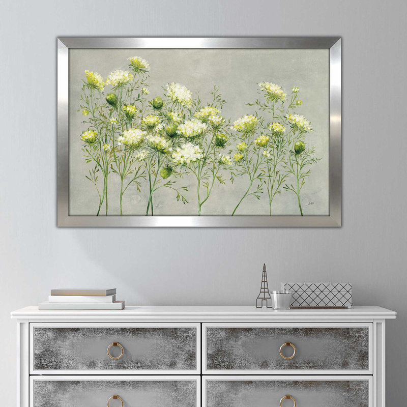 Queen Annes Lace - peinture, H 33,5 po x l 49,5 po x P 1 po, Encadrement argenté
