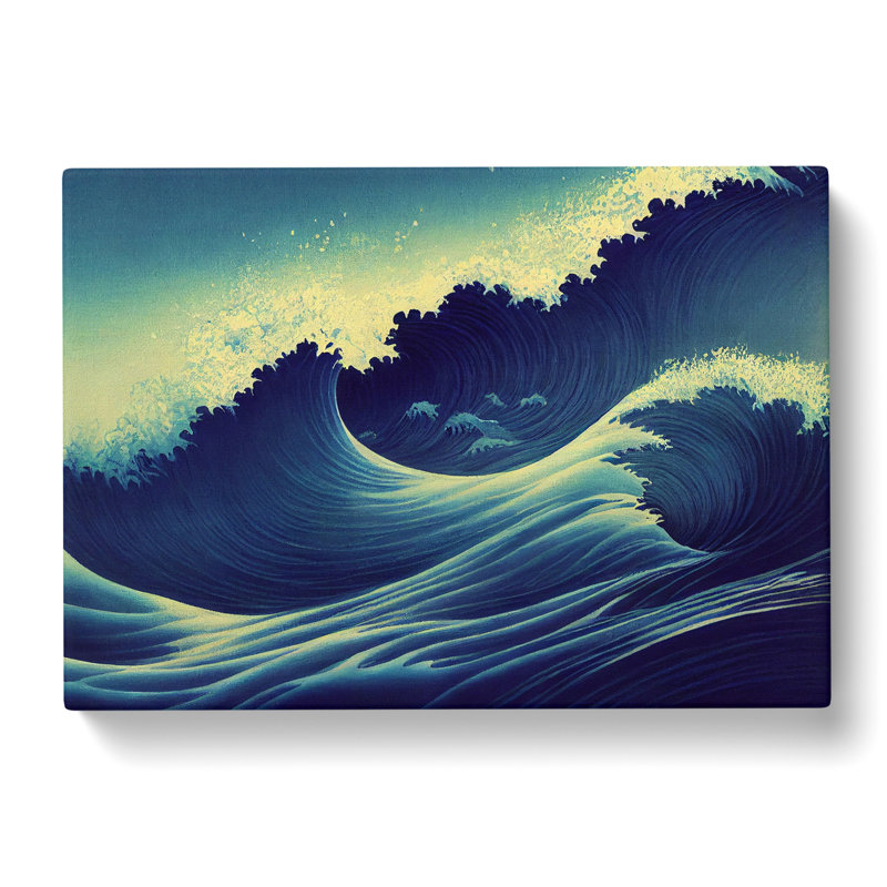 Gracious Japanese Wave - Wrapped Canvas Print, 35cm H x 50cm W x 3cm D