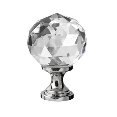 Chloe 1-1/8" Polished Nickel Glass Round Knob