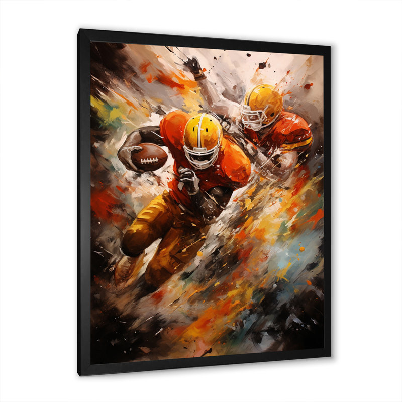 Orange Football Energy Burst II - imprimé, Cadre photo noir, H 32 po x l 24 po x P 1 po