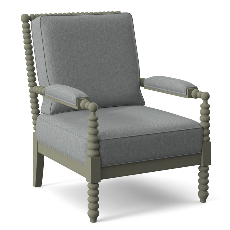 Fauteuil Jamilla Sabrina, Finition pierre grise, Tissu performance bleu clair 0851-55