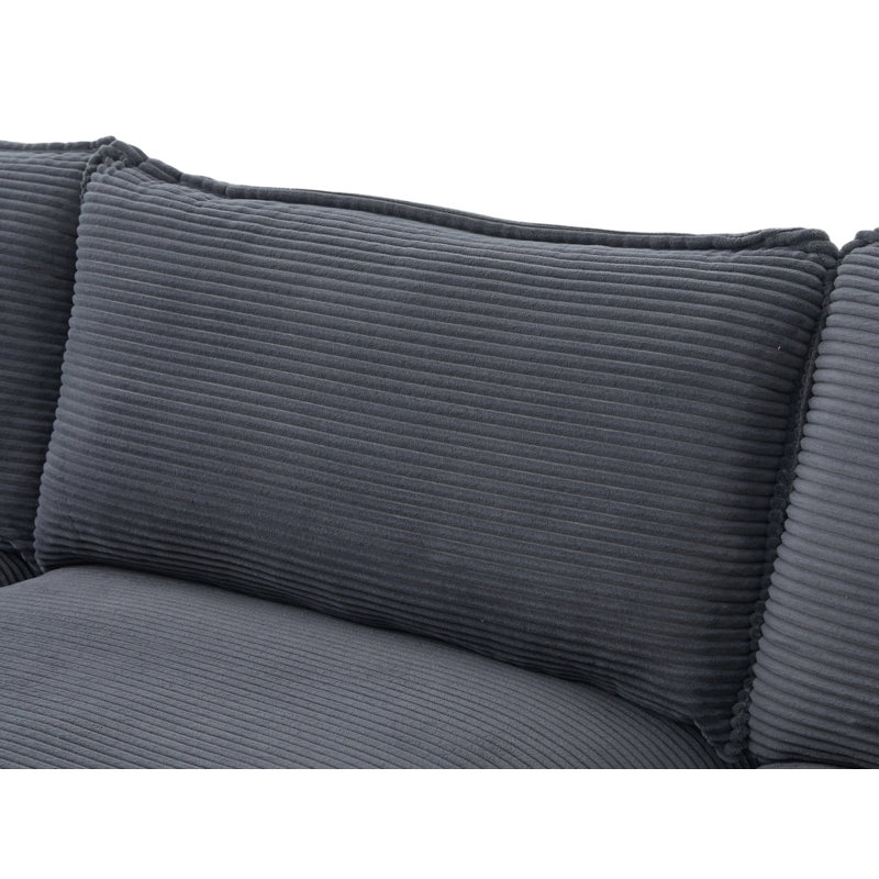 Canapé modulaire 2 pièces rembourré, Velours côtelé gris