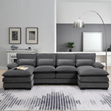 109.8*55.9" Modern U-Shaped Sectional Sofa With Waist Pillows