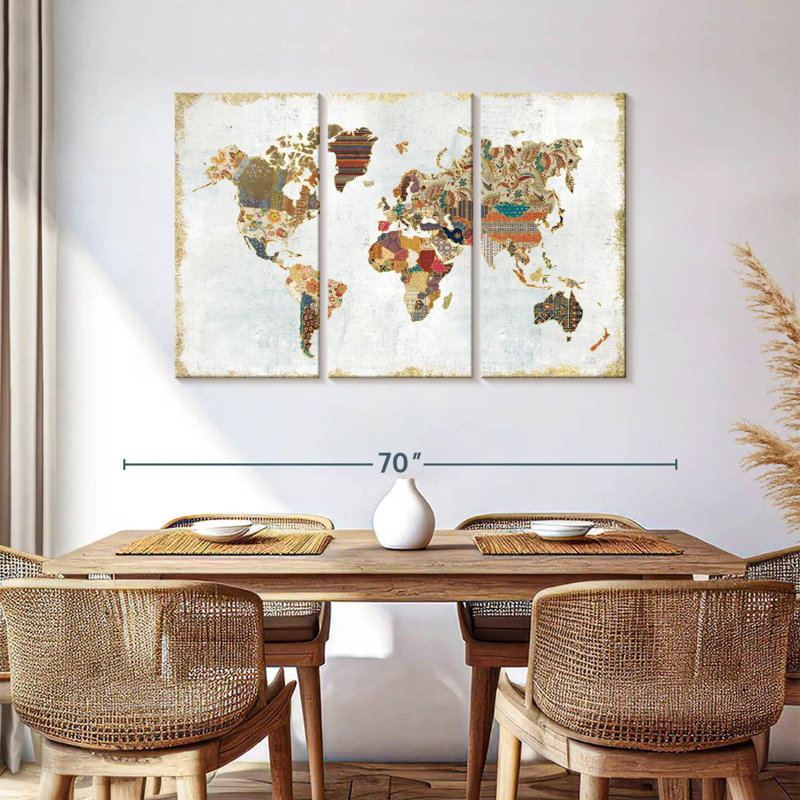 Aliaz Pattern World Map, 36" H x 57" W
