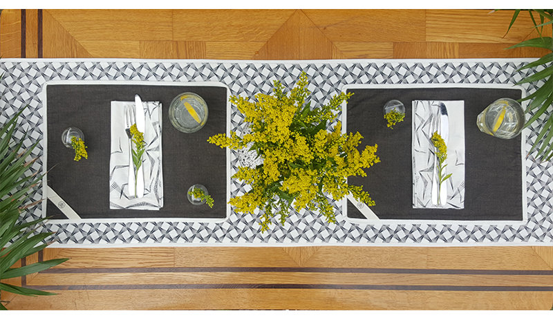 Thaksin Cotton Table Runner, Black