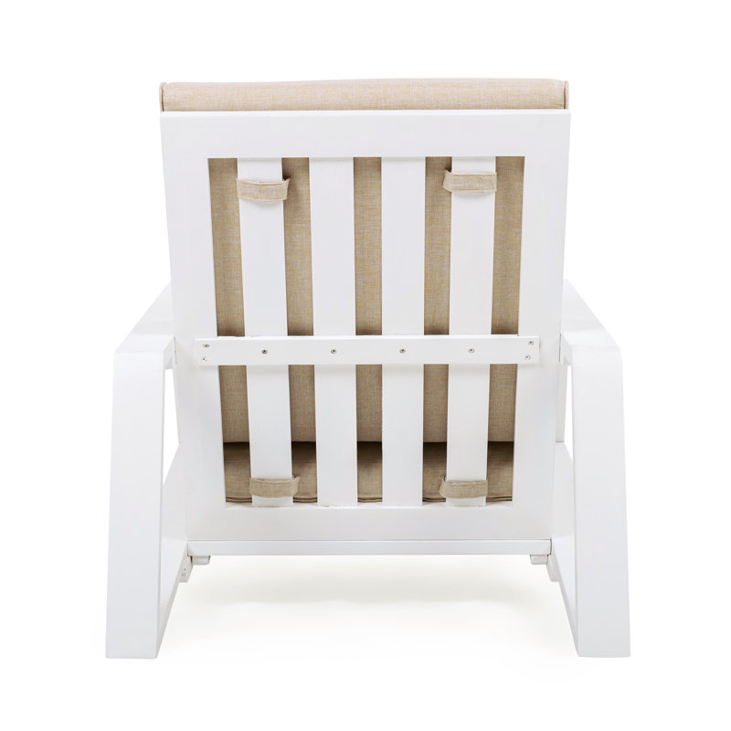 Chaise de patio avec coussins Brayson, Coussin en polyester beige / structure en teck