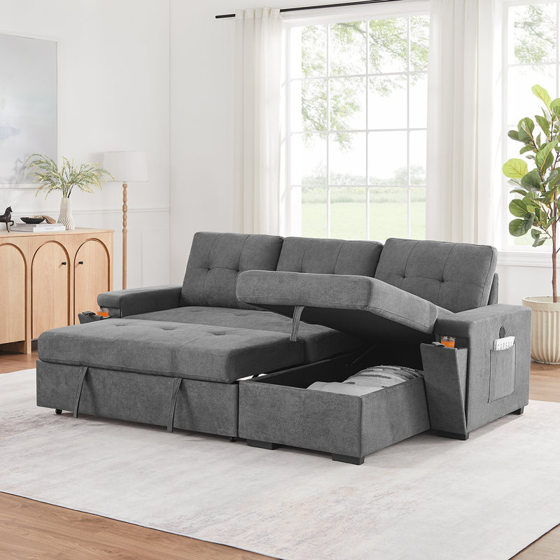 Canapé-lit modulaire en tissu 95 po 1 pièce