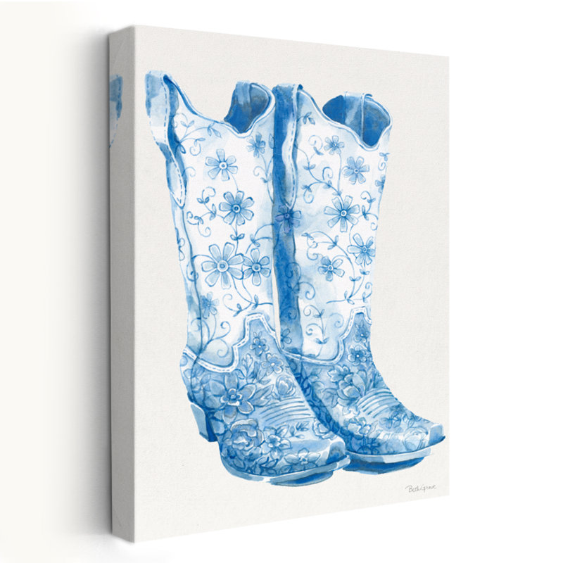 Bottes bleues, art abstrait, art contemporain, H 24 po x l 16 po