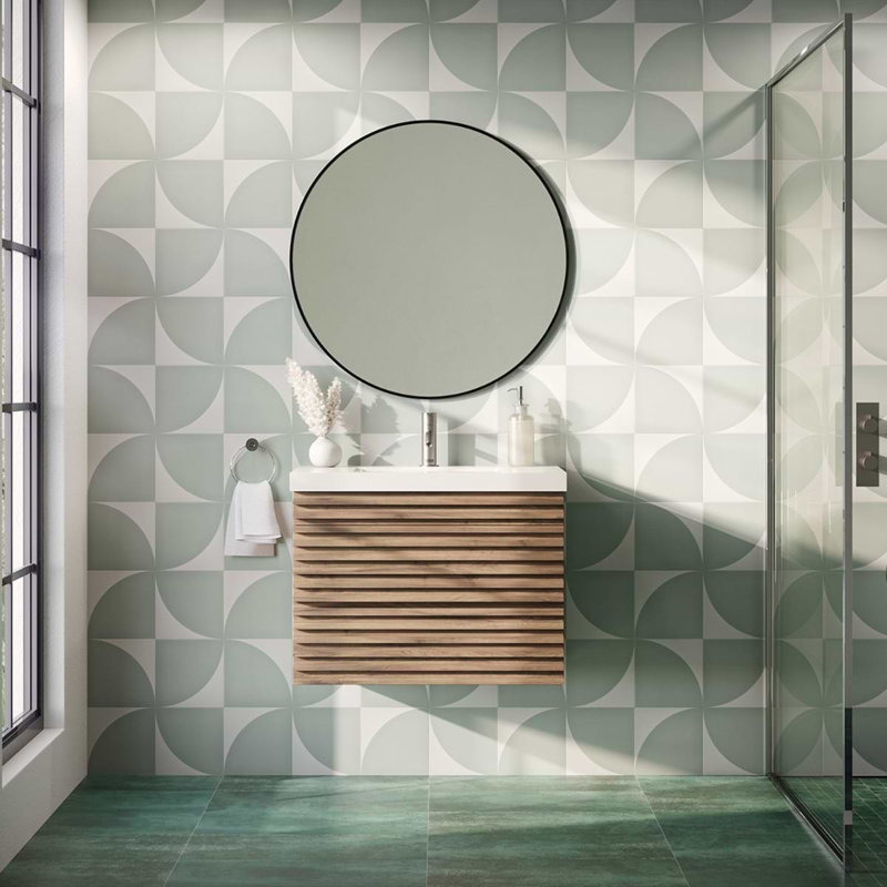 Sonata 30" Single Bathroom Vanity with Integrated White Acrylic Top, Light Wood