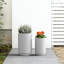 Pot à fleurs cylindrique en béton blanc moyen 15,5 "H avec trou de drainage pour l'intérieur et l'extérieur-1517158393-1517158398