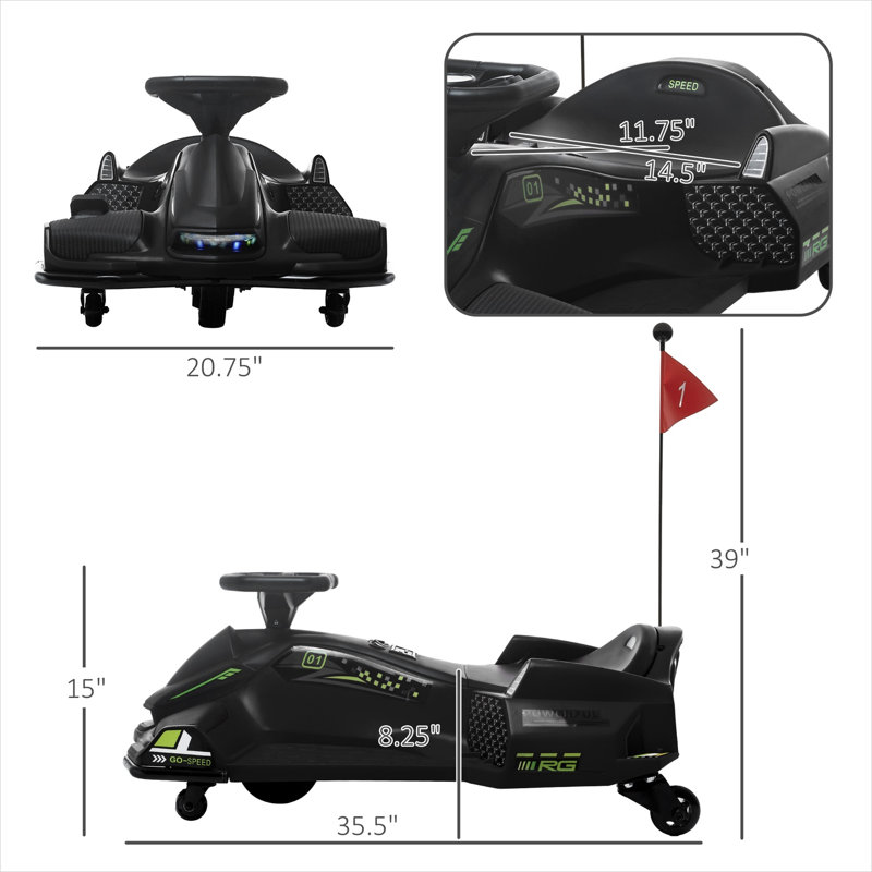 Voitures 35,5 x 20,8 x 39 po avec structure en acier et go-kart à une place