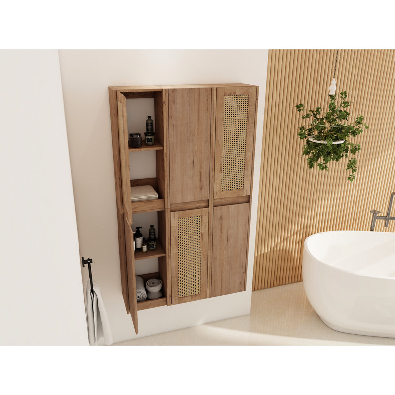 Armoire de salle de bain 36 po avec fermeture en douceur, 6 portes, unité murale de style moderne