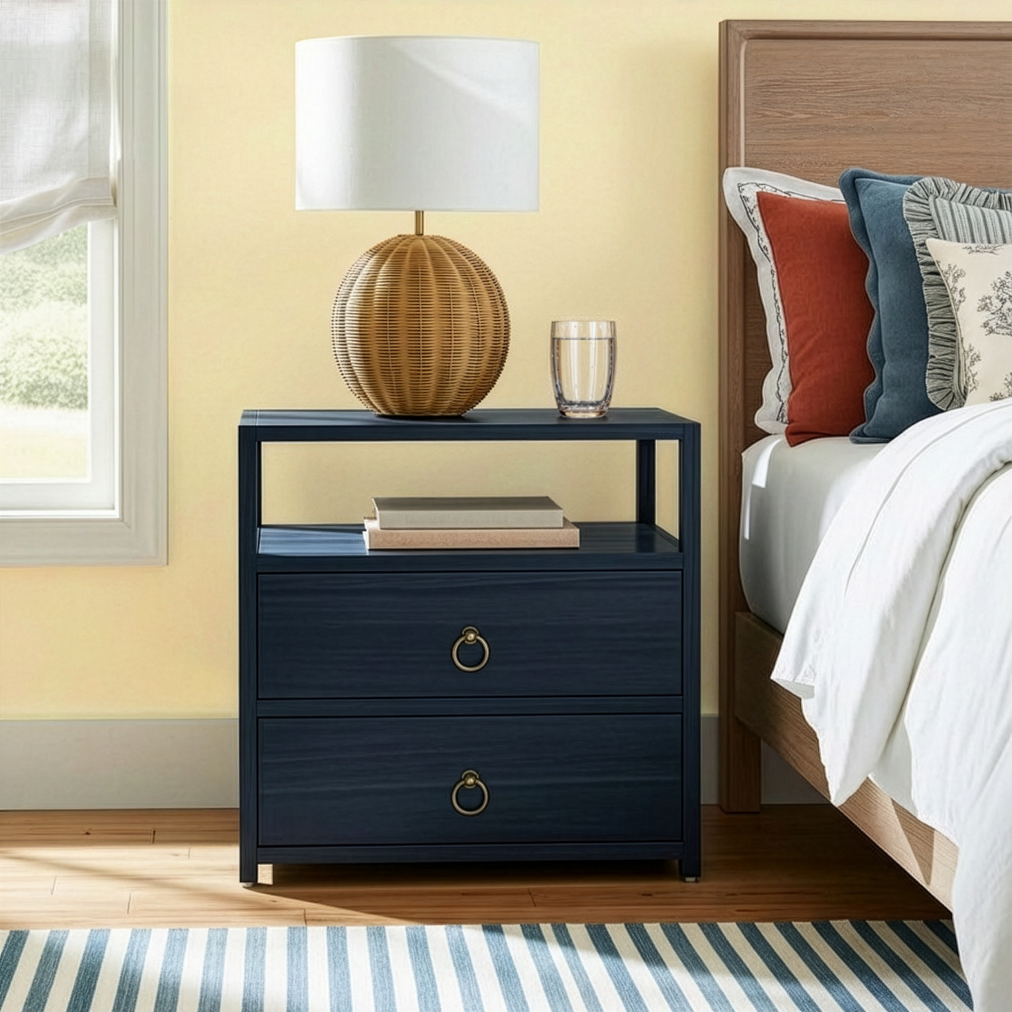 Elin 2 - Drawer Nightstand, Navy Blue