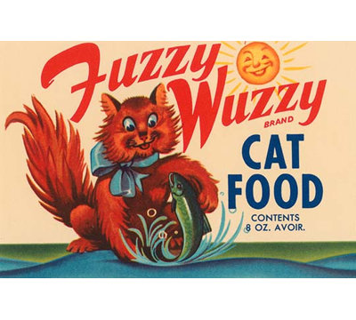 Affiche rétro « fuzzy wuzzy brand food »