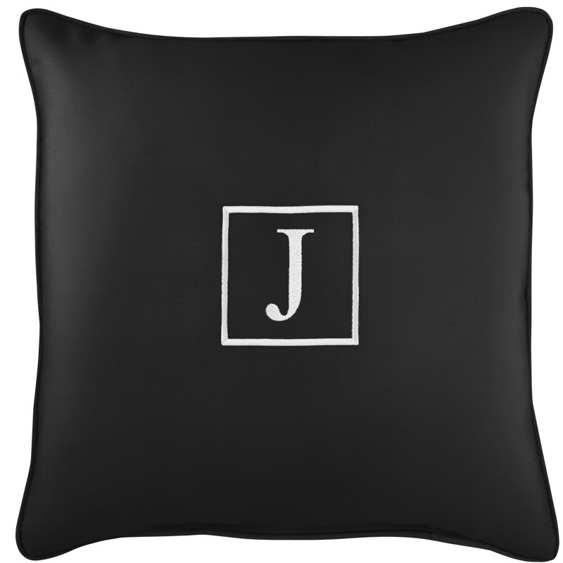 Kettil Embroidered Sunbrella® Outdoor Throw Pillow, Black, J