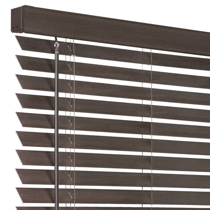 Ponca Cordless Window Blinds Room Darkening Faux Wood Plantation Blinds, Mahogany, 33"W x 64"L