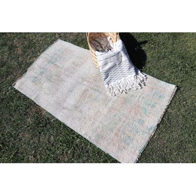 Vintage Small Turkish Anatolian Rug Ideal for Front Door and Entry Spaces - Antique Beige Design