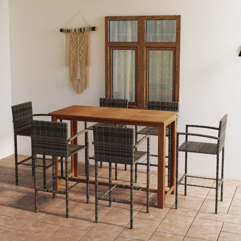 Vidaxl 7 Piece Garden Bar Set Black, 41.34" H x 59.06" W x 27.56" D, Grey