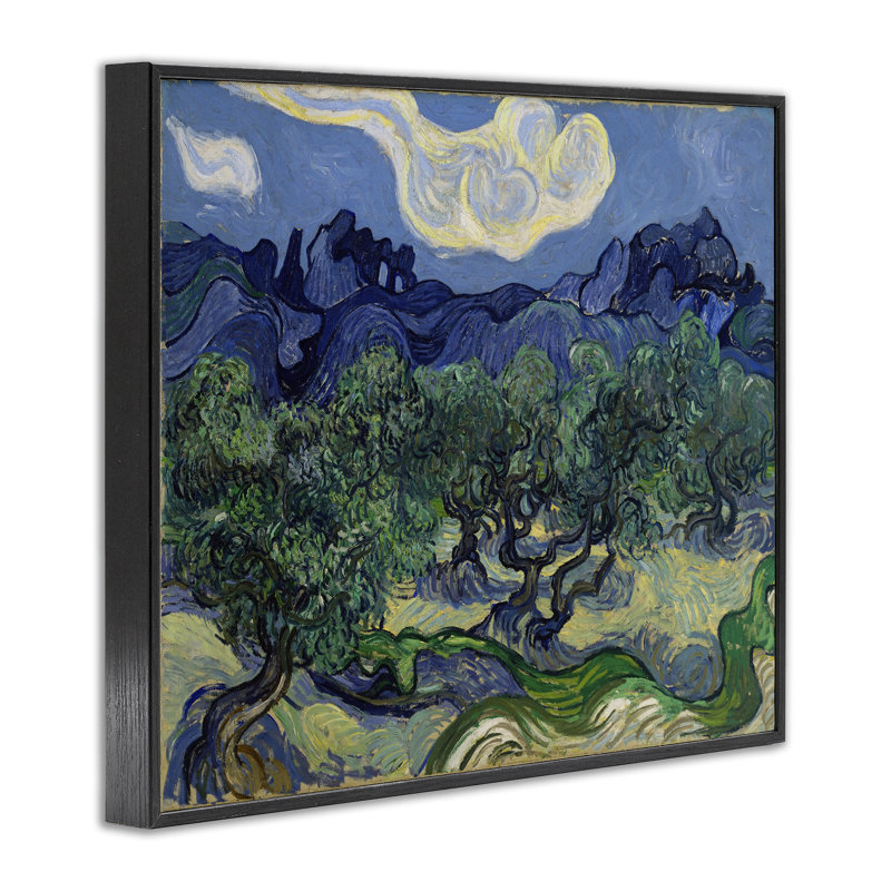 «Van Gogh Olive Trees», art de la giclée par one1000paintings, Giclée encadrée noir minuit, H 16 po x l 20 po